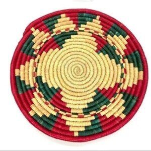 African Handmade Woven Raffia Grass Basket Wall Art